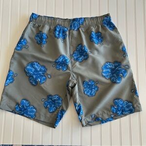 ODO Hawaiian Print Swim Trunks Gray Blue Size XXL